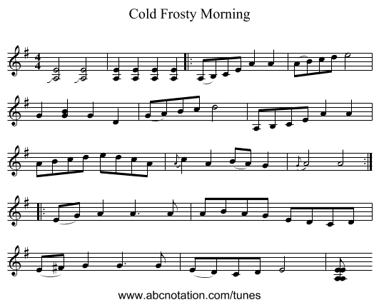 Cold Frosty Morning - staff notation