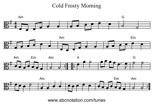 Cold Frosty Morning - staff notation