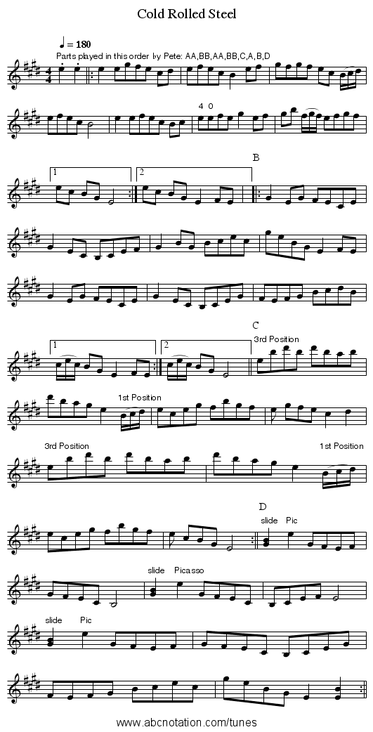 Cold Rolled Steel - staff notation