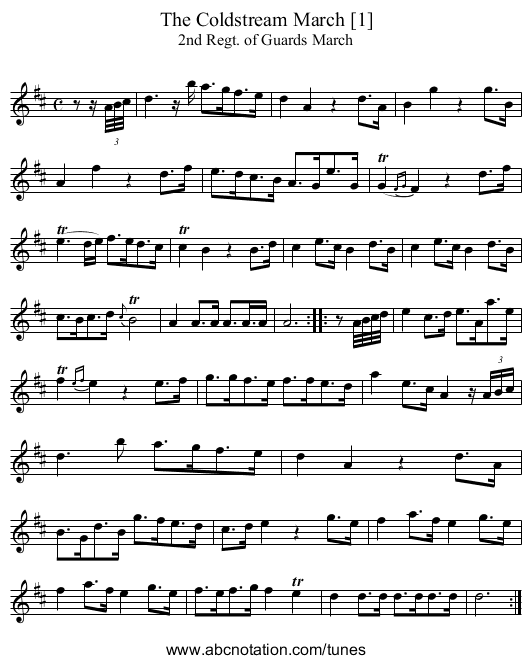 Coldstream March [1], The - staff notation
