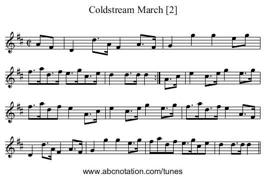 Coldstream March [2] - staff notation