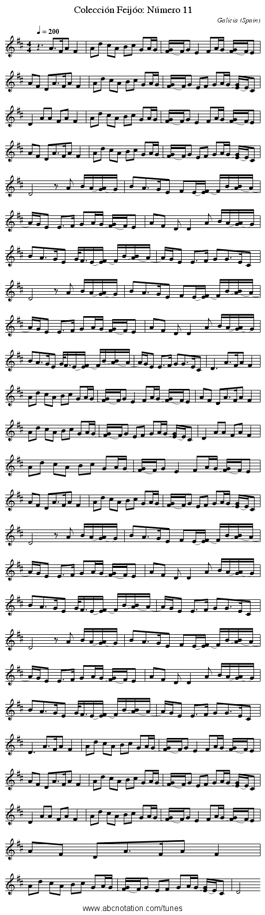 Colección Feij&oacute;o: N&uacute;mero 11 - staff notation