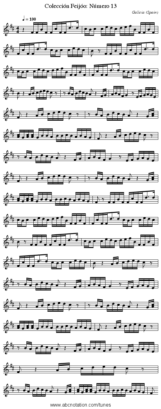 Colección Feij&oacute;o: N&uacute;mero 13 - staff notation