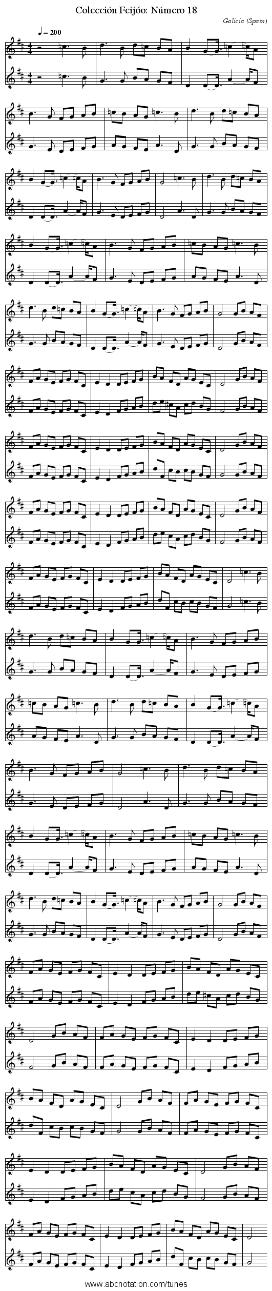 Colección Feij&oacute;o: N&uacute;mero 18 - staff notation