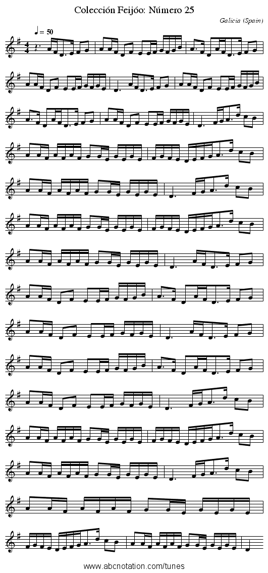 Colección Feij&oacute;o: N&uacute;mero 25 - staff notation