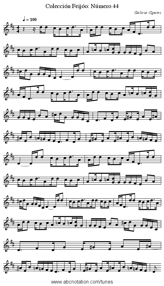 Colección Feij&oacute;o: N&uacute;mero 44 - staff notation