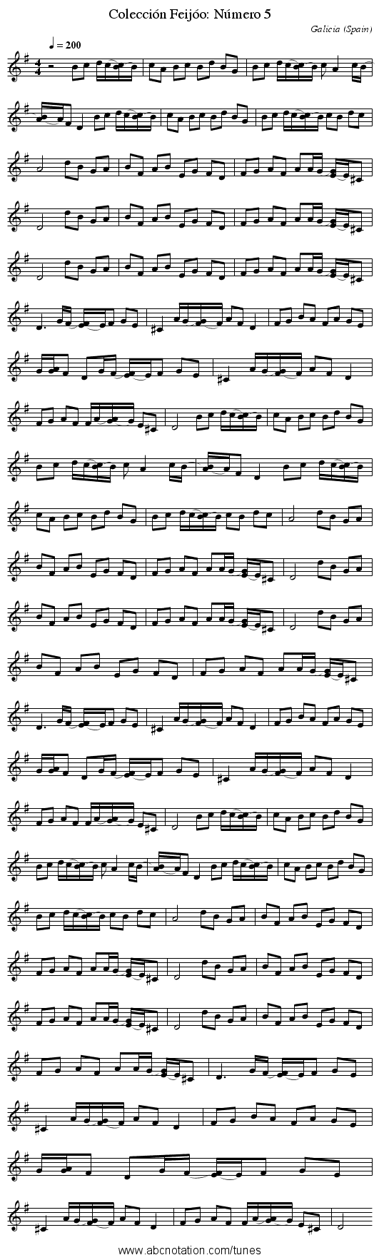 Colección Feij&oacute;o: N&uacute;mero 5 - staff notation