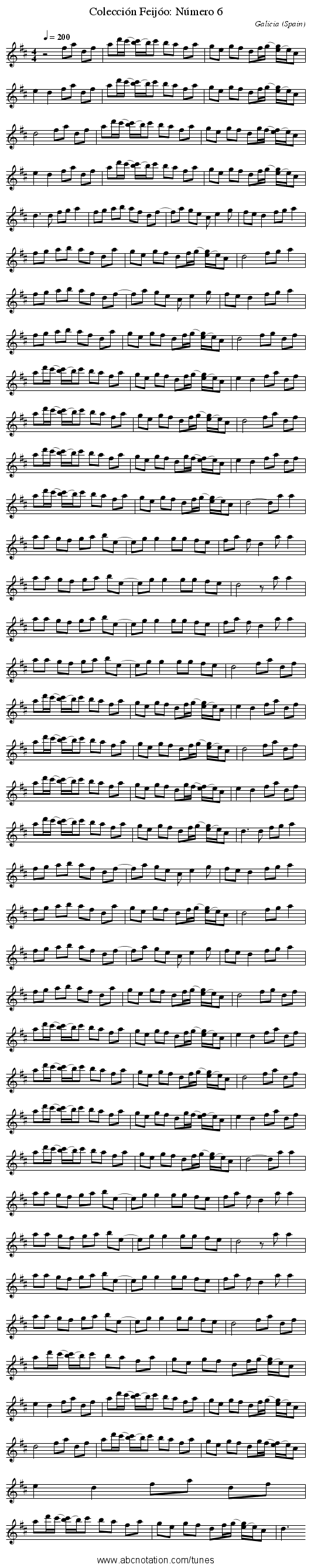 Colección Feij&oacute;o: N&uacute;mero 6 - staff notation