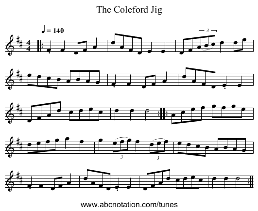 Coleford Jig, The - staff notation