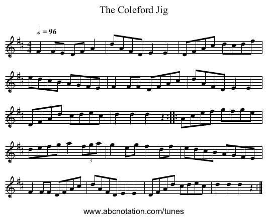 Coleford Jig, The - staff notation