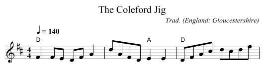 Coleford Jig, The - staff notation