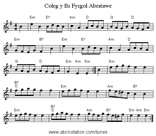 Coleg y Br Fyrgol Abertawe - staff notation