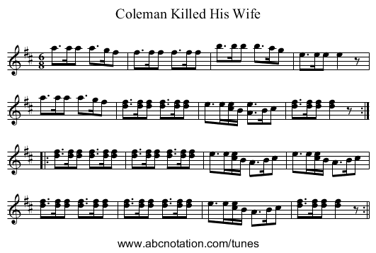 Coleman Killed His Wife - staff notation