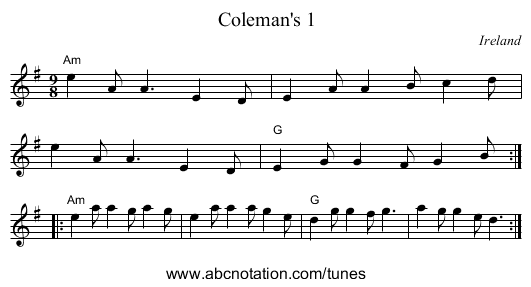 Coleman's 1 - staff notation