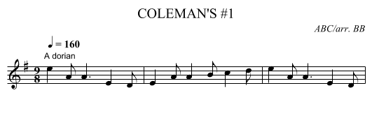 COLEMAN'S #1 - staff notation