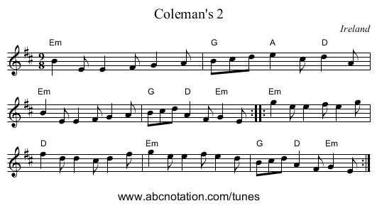Coleman's 2 - staff notation