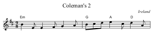 Coleman's 2 - staff notation