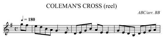 COLEMAN'S CROSS (reel) - staff notation