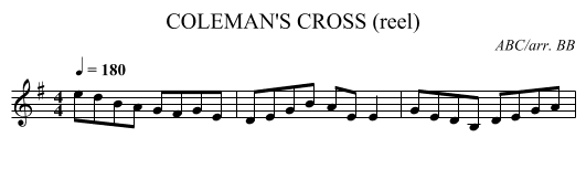COLEMAN'S CROSS (reel) - staff notation