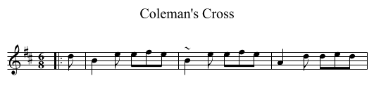 Coleman's Cross - staff notation