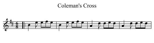 Coleman's Cross - staff notation