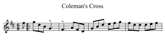 Coleman's Cross - staff notation