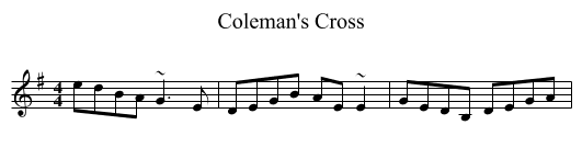 Coleman's Cross - staff notation