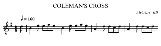 COLEMAN'S CROSS - staff notation