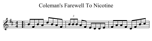 Coleman's Farewell To Nicotine - staff notation