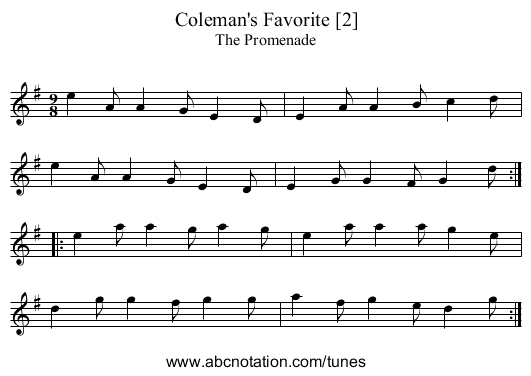 Coleman's Favorite [2] - staff notation