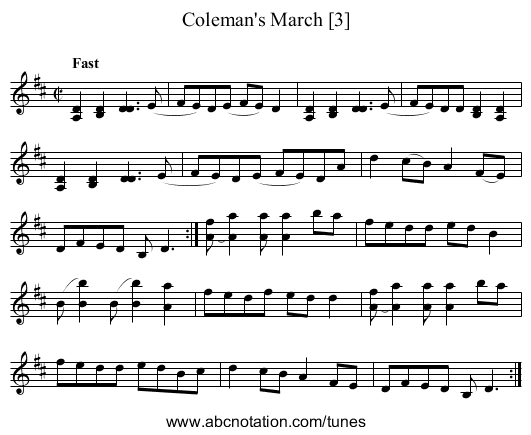 Coleman's March [3] - staff notation