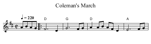 Coleman's March - staff notation