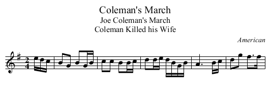 Coleman's March - staff notation