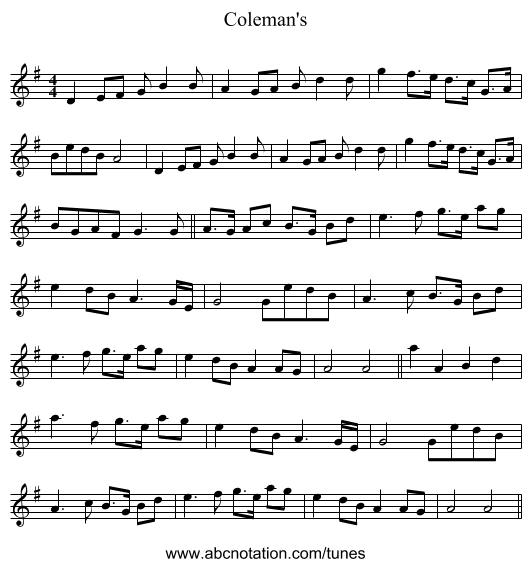 Coleman's - staff notation