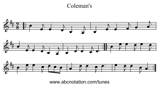 Coleman's - staff notation