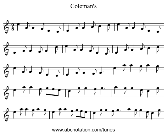 Coleman's - staff notation