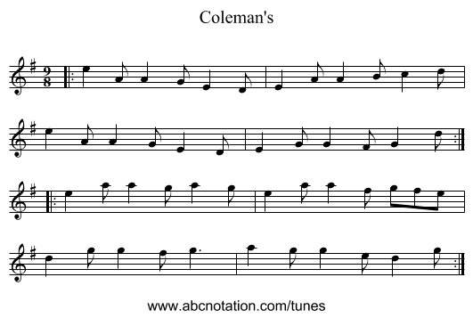 Coleman's - staff notation