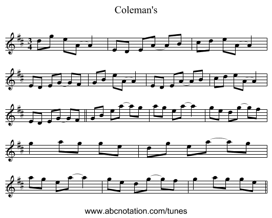 Coleman's - staff notation