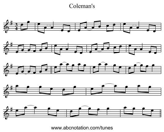 Coleman's - staff notation