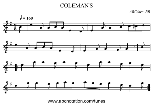 COLEMAN'S - staff notation