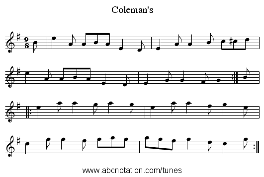 Coleman's - staff notation