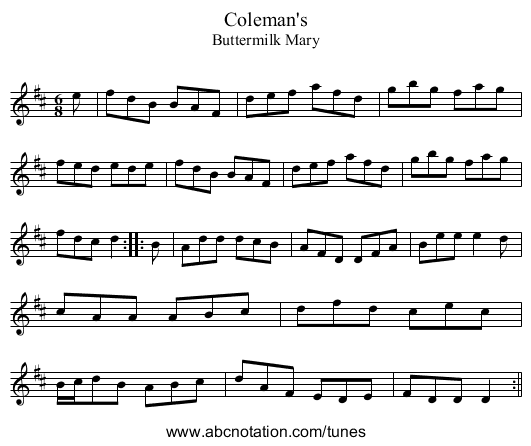 Coleman's - staff notation