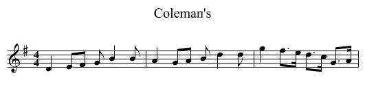 Coleman's - staff notation