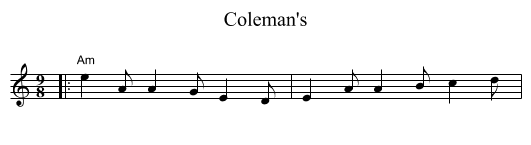 Coleman's - staff notation