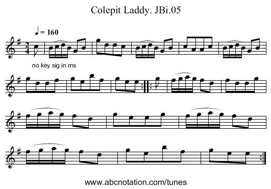 Colepit Laddy. JBi.05 - staff notation