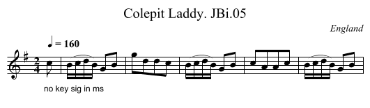 Colepit Laddy. JBi.05 - staff notation
