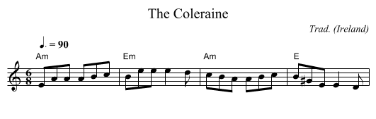 Coleraine, The - staff notation