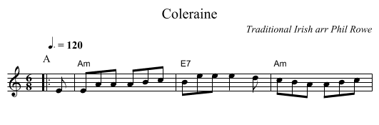 Coleraine - staff notation