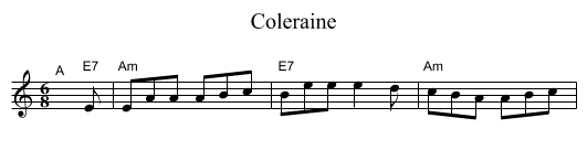 Coleraine - staff notation