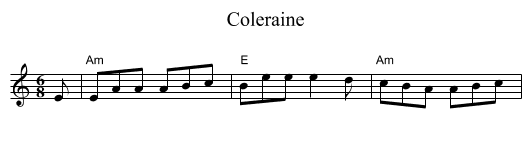 Coleraine - staff notation